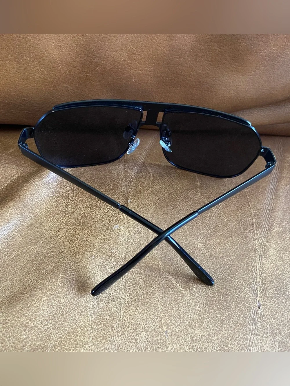 Polarized Alloy Square Oversized Black Frame Sunglasses UV400